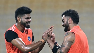 India's Virat Kohli, right, and Shreyas Iyer during a practice session in Chennai ahead of their opening match of the 2023 ODI World Cup against Australia. AFP