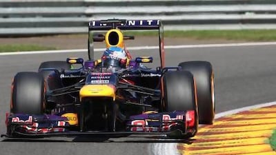 Sebastian Vettel was fastest in Belgium despite suffering a puncture.