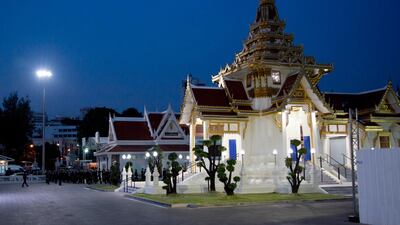 A view of the temple in Bangkok where Vichai Srivaddhanaprabha's funeral is taking place. AP Photo