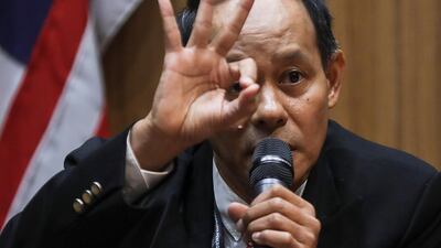 Chief Commissioner of the Malaysian Anti-Corruption Commission Mohd Shukri Abdull speaks during press conference at the MACC headquarters in Putrajaya. Fazry Ismail / EPA
