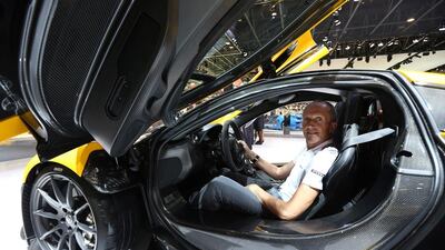 Chris Goodwin, the chief test driver for McLaren, at the Dubai International Motor Show held at Dubai World Trade Centre. Pawan Singh / The National