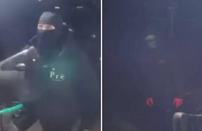 Police issued CCTV footage of two people suspected of the arson attack at Peacehaven mosque. PA