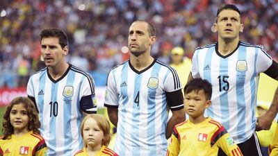 Pablo Zabaleta, centre, of Argentina, came into the tournament off the back of another fine title-winning season with Manchester City and picked up where he left off. A solid presence in the back four, he also complemented his country’s counter-attacks with runs down the right flank. Kept four clean sheets en route to the final. Beats out competition from Philipp Lahm, since the German was deployed in midfield during the group stages. AFP PHOTO / JUAN MABROMATA
