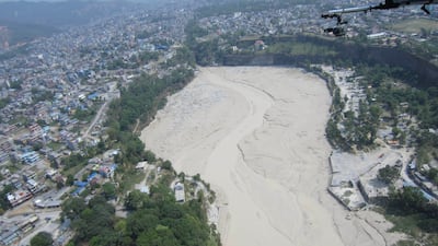 The Seti river at Pokhara, Nepal after it flooded in 2012 because of a landslide made up of rock and ice. Photo: Khalifa University