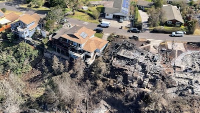 Damage to Kula in the Upcountry region of Maui island, Hawaii, after a wildfire. AP