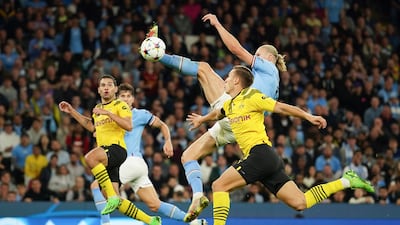 Erling Haaland scores City's second goal. AP