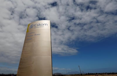 The logo of state power utility Eskom outside Cape Town's Koeberg nuclear power plant. Mike Hutchings/Reuters