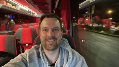 Wiebe Wakker on the bus from Bucharest to Istanbul on day 4.