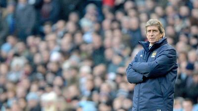 Manchester City manager Manuel Pellegrini reacts during his side's Premier League draw against Burnley on Sunday at the Etihad Stadium. Peter Powell / EPA / December 29, 2014