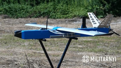 A Besomar 3210 drone fitted with shotgun. The evolution of the armed aerial combat UAVs will likely see drone dogfights over the skies of Ukraine. Photo: Militarnyi