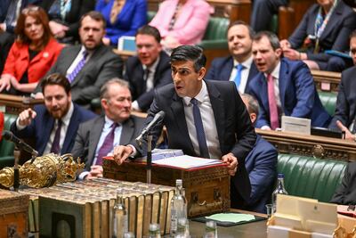 British Prime Minister Rishi Sunak during Prime Minister's Questions at the House of Commons in London. EPA