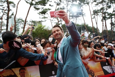 Glen Powell attends the South Korea red carpet for Top Gun: Maverick at Lotte World in Seoul. Getty Images for Paramount Pictures