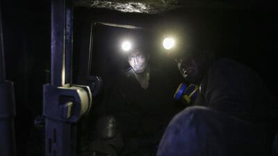 Miners work at the Gorniak 95 coal mine in Makiyivka, near Donetsk. Donetsk is the heart of eastern Ukraine’s coalmining country, historically known as the Donbass, and is one of Europe’s most productive coal-producing regions. Maxim Zmeyev / Reuters