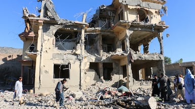 A destroyed building following an air strike that the Taliban say was carried out by Pakistan's security forces, in the Samkani district, Afghanistan. Reuters