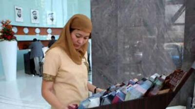 Housekeeping staff on duty at Copthorne hotel in Deira, Dubai.