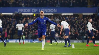 Chelsea's Eden Hazard was on target as his triumphed, on penalties, to reach the League Cup final and a match with Manchester City on February 24. Action Images via Reuters