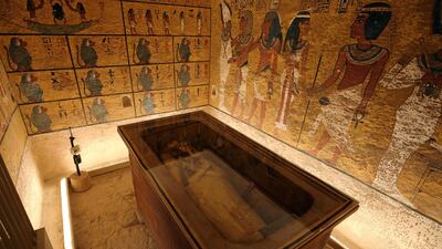 The sarcophagus of boy pharaoh King Tutankhamun is on display. Reuters