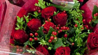 Bliss Flowers and Design in Palm Jumeirah produces flower arrangements in preparation for Valentine’s Day. Sarah Dea / The National