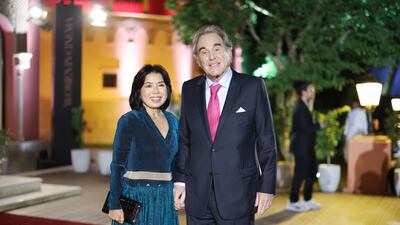 US film director Oliver Stone and wife Jung Sun-jung