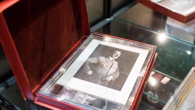 A framed portrait of Adolf Hitler at an auction of Nazi memorabilia, including Adolf Hitler's top hat, that raked in hundreds of thousands of euros in Munich. AFP