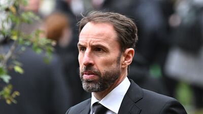 England's manager Gareth Southgate at the funeral of Bobby Charlton. AFP