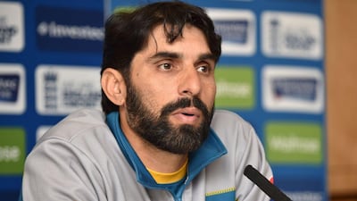 Pakistan captain Misbah-ul-Haq speaks to members of the media at Lord's cricket ground in London on July 13, 2016. England play Pakistan in the first Test match starting Thursday. AFP / OLLY GREENWOOD