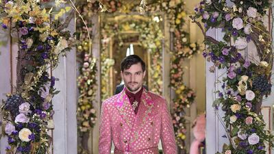 For the first time, the design duo presented their Alta Sartoria collection for men on the same runway as their Alta Moda collection for women. Courtesy Dolce & Gabbana
