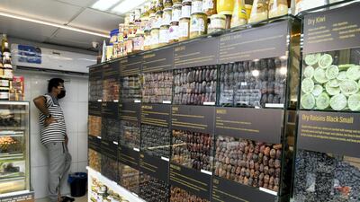 Dates on display at Bou Kharkhash in the Mina market. Khushnum Bhandari for The National