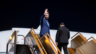 Mr Al Shara boards his plane to leave Abu Dhabi