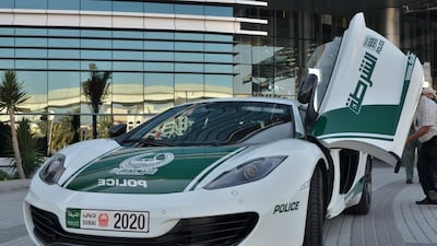 Dubai’s Police Chief, Major General Khamis Al Mazeina, has revealed the force’s newest luxury security patrol car – the McLaren MP4-12C. Courtesy Dubai Police
