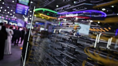 A smart AI server on display at the Humain stall during Leap in Riyadh, Saudi Arabia. Reuters