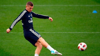 Real Madrid midfielder Toni Kroos attends a training session. AFP
