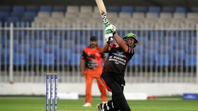 Bukhatir's Fayyaz Ahmed bats. Bukhatir League second semifinal. Bukhatir XI v Atlas Foundation. Chris Whiteoak / The National