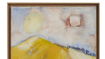 Etel Adnan and Simone Fattal, 'La Montagne Liban', 1971. Oil on canvas, 54 x 64 x 2.5cm. Photo: courtesy of Barjeel Art Foundation