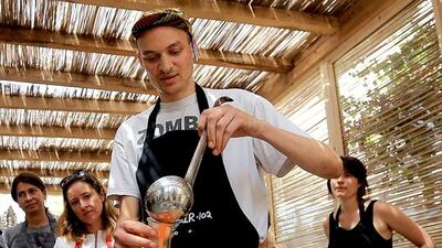 Chef Sati Faulks conducts a cookery class for healthy breakfast at the Comptoir 102 restaurant in Dubai. Satish Kumar / The National