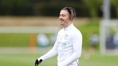 Jack Grealish during a training session at the City Football Academy in Manchester. Getty