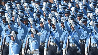 An Indian Air Force contingent marches during the Republic Day parade in New Delhi. AFP