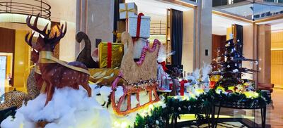 H Dubai has also built a 60kg reindeer sleigh from chocolate