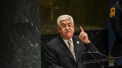 Mahmoud Abbas speaks during the UN General Debate on Thursday. AFP