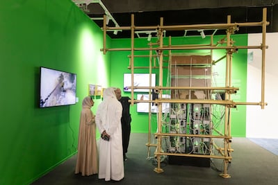 Foundry Downtown Dubai is presenting a digital installation that physically recreates imagery generated through artificial intelligence. Antonie Robertson / The National