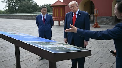 President Xi and President Trump during their visit to the Temple of Heaven in Beijing. Getty Images