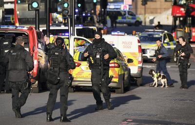 Police armed response officers on London Bridge following a terror attack on November 29, 2019. (Photo by Chris J Ratcliffe/Getty Images)