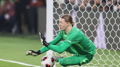 PSG's goalkeeper Matvey Safonov stop a penalty in the 2-1 shoot-out win over Flamengo. AP