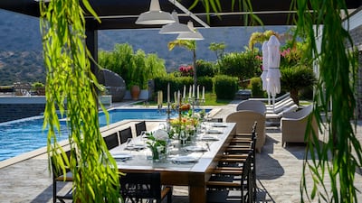 The outdoor dining area can accommodate 12 people