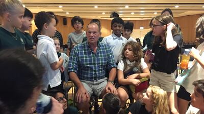 Explorer Robert Swan tells UAE pupils of his adventures and their responsibility towards the environment during a talk at NYU Abu Dhabi.