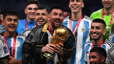 Argentina's Lionel Messi after winning the 2022 World Cup in Qatar. AFP