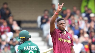 West Indies' Oshane Thomas and his teammates had a lot to celebrate. AP Photo