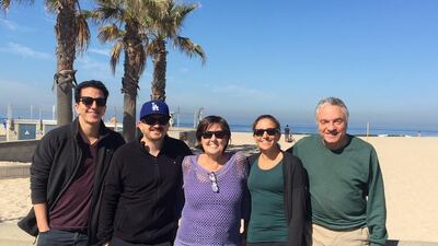 Nada El Sawy with her mother, centre, dad, right and her two brothers in April 2018 in Los Angeles, California, where Nada grew up and where her dad and brothers still live. Courtesy Nada El Sawy