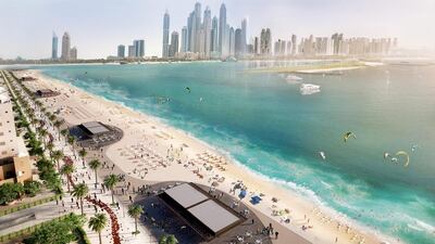 Nakheel will transform the entire trunk of Palm Jumeirah into a walkable beach, park, retail and café complex under the Palm Promenade project announced at Dubai’s Cityscape Global. Courtesy Nakheel