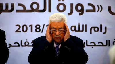 Palestinian President Mahmoud Abbas prays ahead of a Fatah Advisory Council meeting in Ramallah, West Bank. AFP